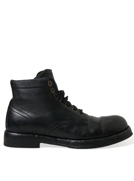 Dolce & Gabbana Black Leather Perugino Ankle Boots Shoes - Ellie Belle
