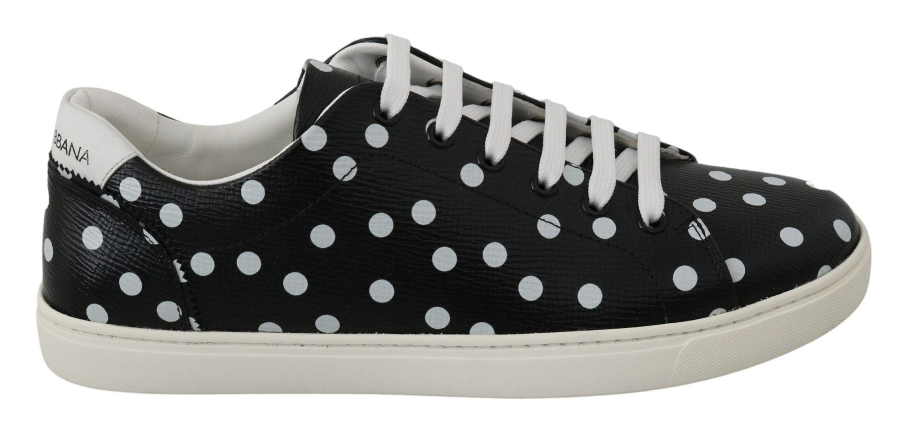 Dolce & Gabbana Black Leather Polka Dots Sneakers Shoes - Ellie Belle