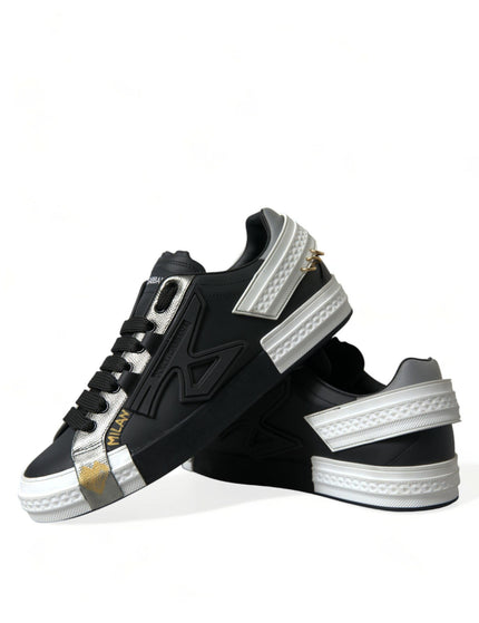 Dolce & Gabbana Black Leather Portofino Low Top Men Sneakers Shoes - Ellie Belle