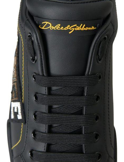 Dolce & Gabbana Black Leather Portofino Prince Sneakers - Ellie Belle