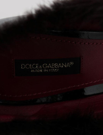 Dolce & Gabbana Black Leather Purple Tulip Mink Fur Pumps - Ellie Belle