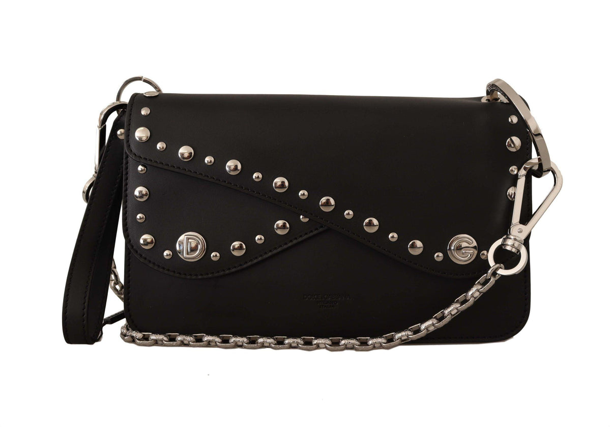 Dolce & Gabbana Black Leather Shoulder Saddle Cross Body Bag - Ellie Belle