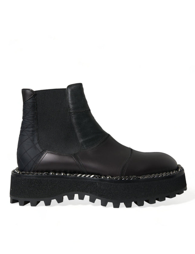 Dolce & Gabbana Black Leather Slip On Stretch Chelsea Boots Shoes - Ellie Belle