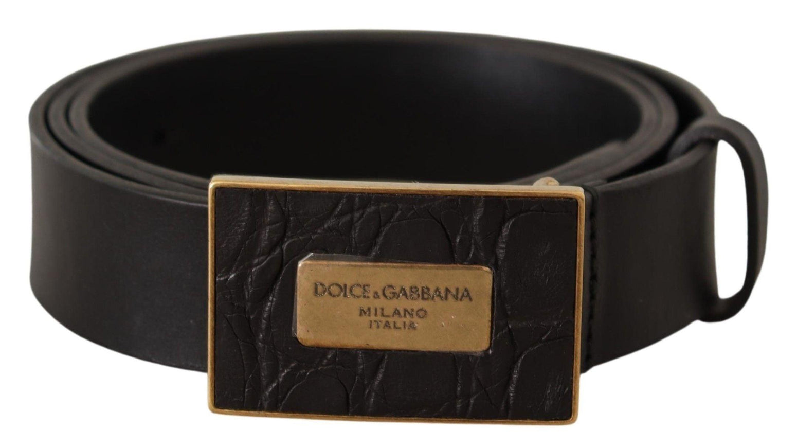 Dolce & Gabbana Black Leather Square Buckle Cintura Belt - Ellie Belle