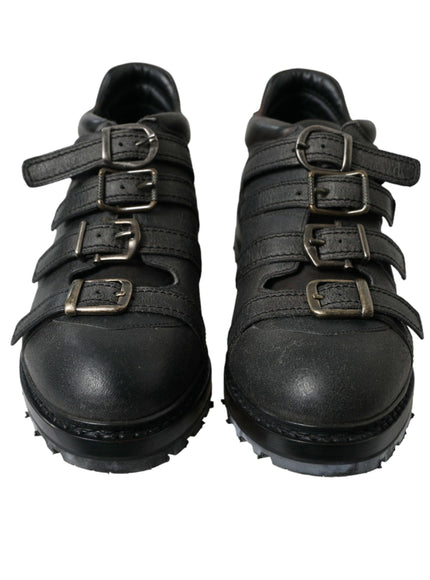 Dolce & Gabbana Black Leather Strap Men Ankle Boots Shoes - Ellie Belle