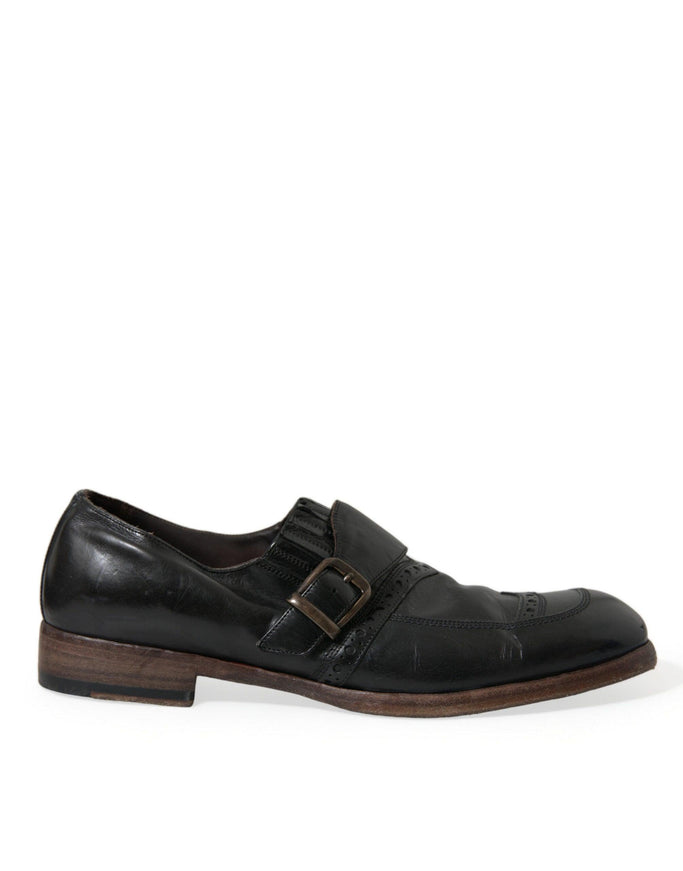 Dolce & Gabbana Black Leather Strap Mocassin Dress Shoes - Ellie Belle