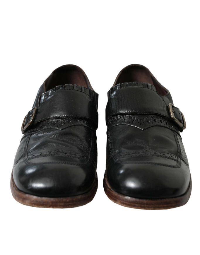 Dolce & Gabbana Black Leather Strap Mocassin Dress Shoes - Ellie Belle