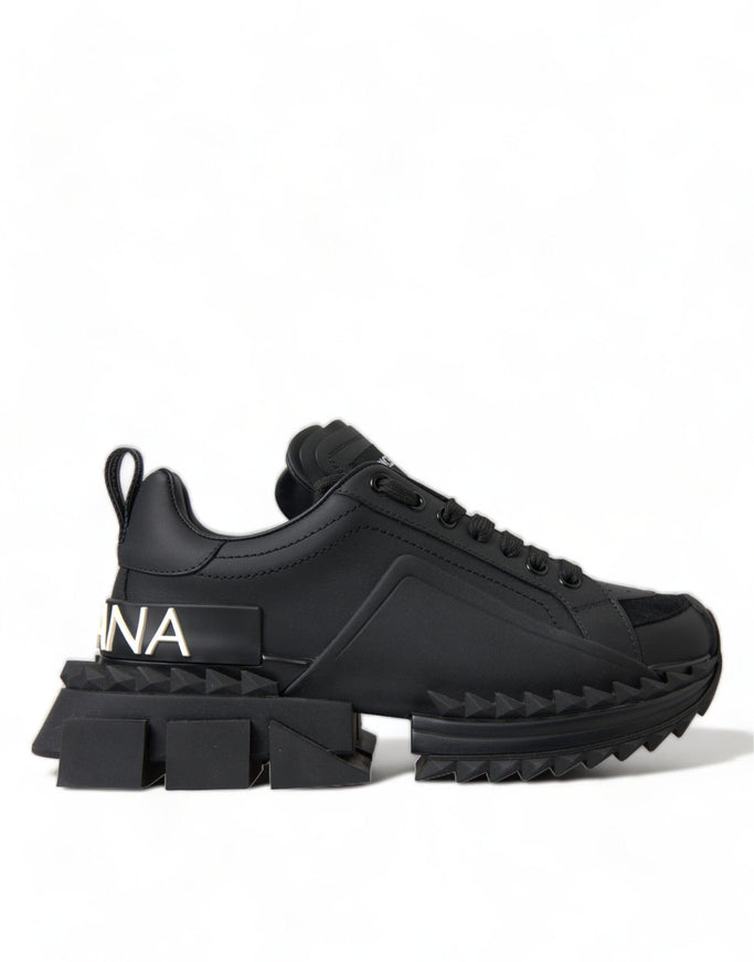 Dolce & Gabbana Black Leather Super Queen Women Sneakers - Ellie Belle