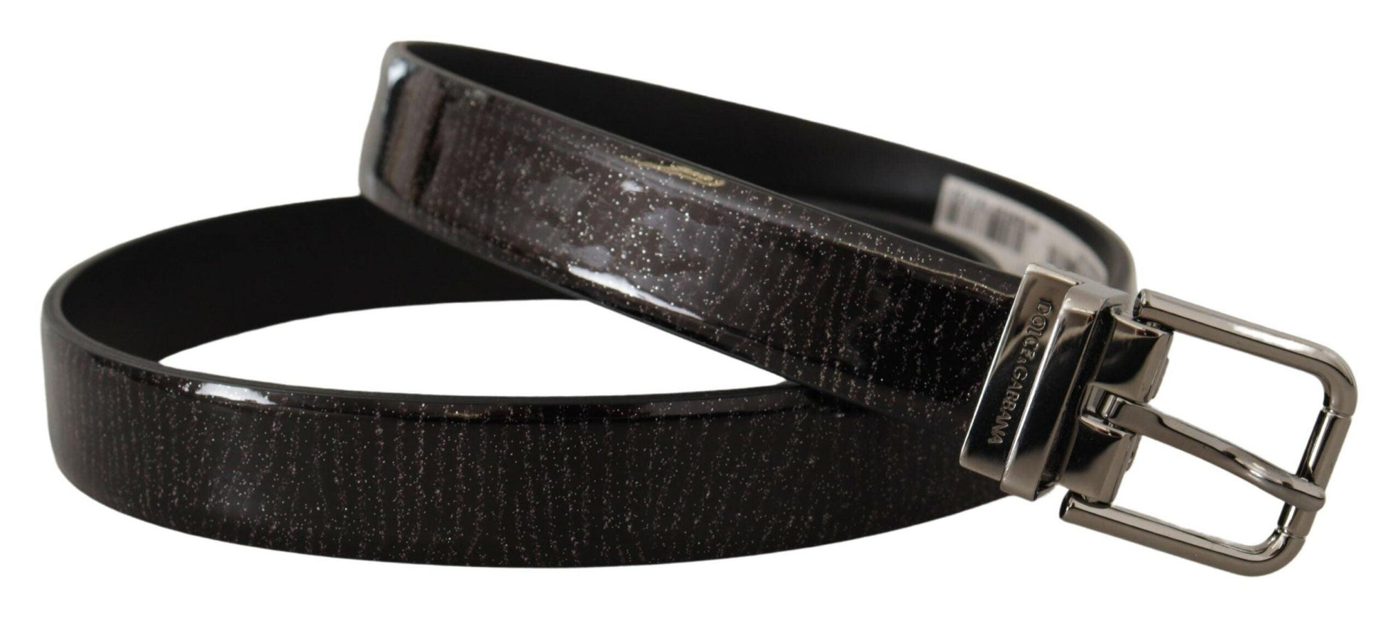 Dolce & Gabbana Black Leather Vernice Metal Buckle Belt - Ellie Belle