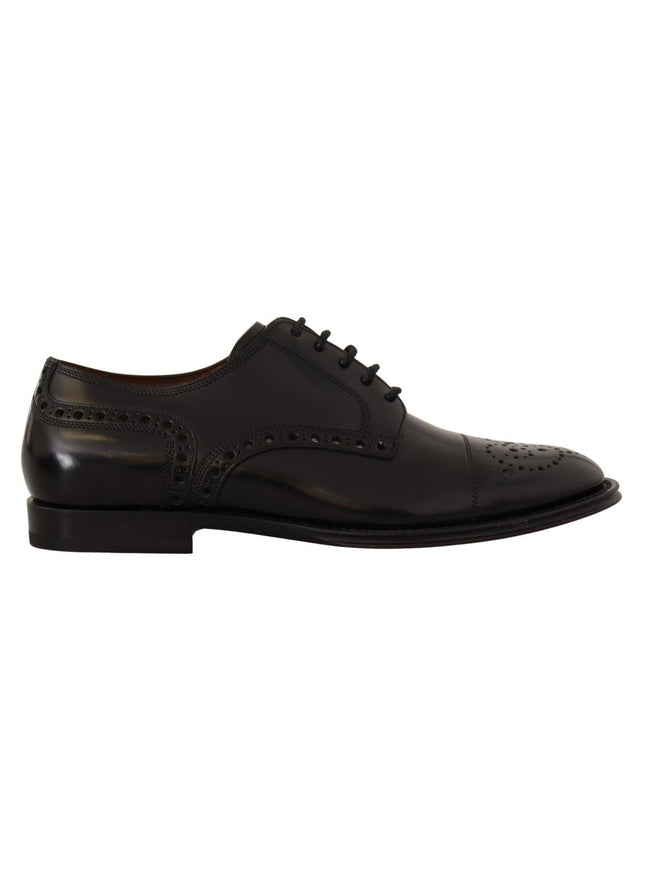 Dolce & Gabbana Black Leather Wingtip Mens Formal Derby Shoes - Ellie Belle