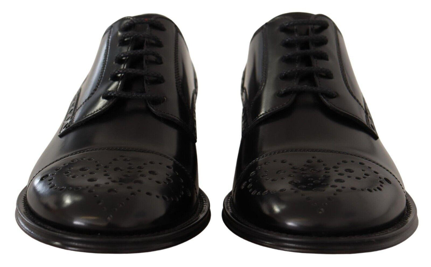 Dolce & Gabbana Black Leather Wingtip Mens Formal Derby Shoes - Ellie Belle