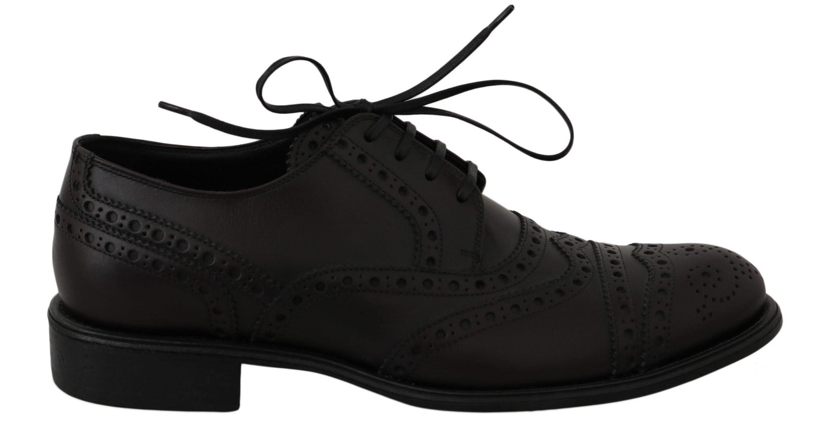 Dolce & Gabbana Black Leather Wingtip Oxford Dress Shoes - Ellie Belle