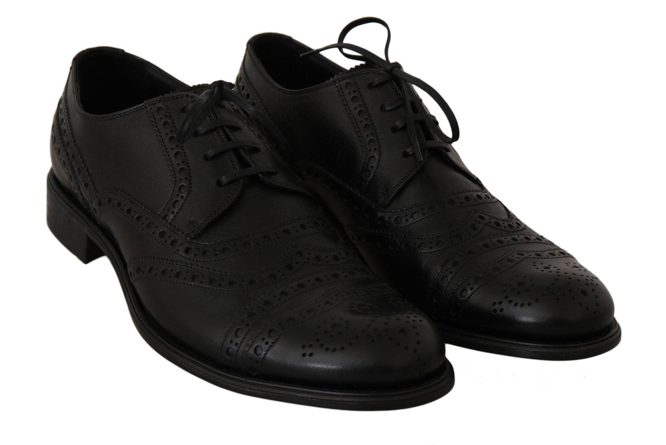 Dolce & Gabbana Black Leather Wingtip Oxford Dress Shoes - Ellie Belle