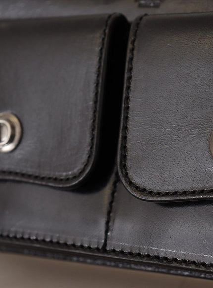 Dolce & Gabbana Black Leather Wristlet Mini Bag Card Bill Wallet - Ellie Belle