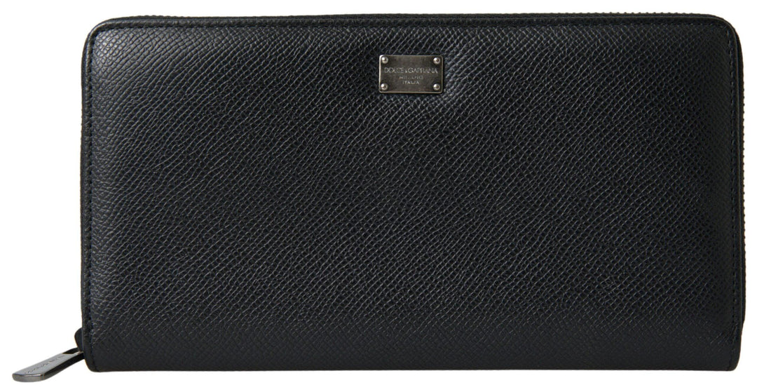 Dolce & Gabbana Black Leather Zip Around Continental Men Wallet - Ellie Belle