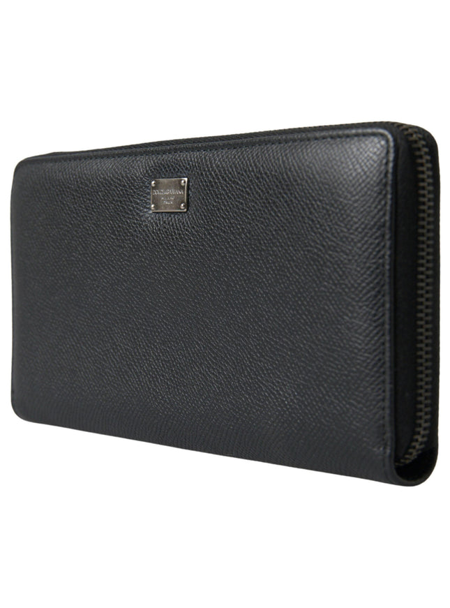 Dolce & Gabbana Black Leather Zip Around Continental Men Wallet - Ellie Belle