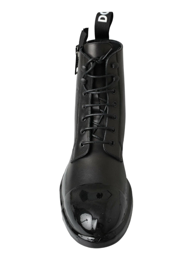 Dolce & Gabbana Black Leather Zipper Ankle Shoes Boots - Ellie Belle