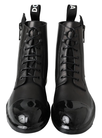 Dolce & Gabbana Black Leather Zipper Ankle Shoes Boots - Ellie Belle