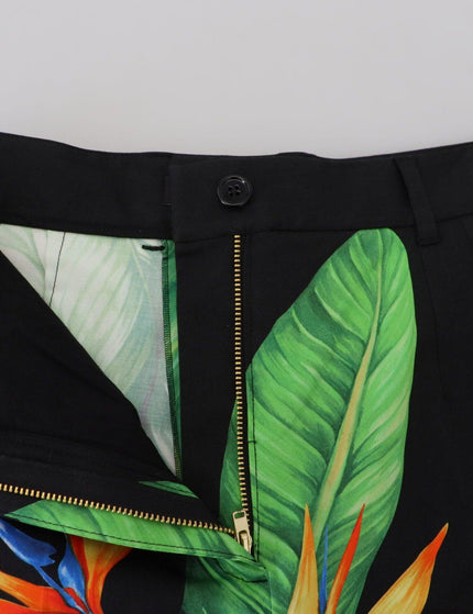 Dolce & Gabbana Black Leaves Print High Waist Hot Pants Shorts - Ellie Belle