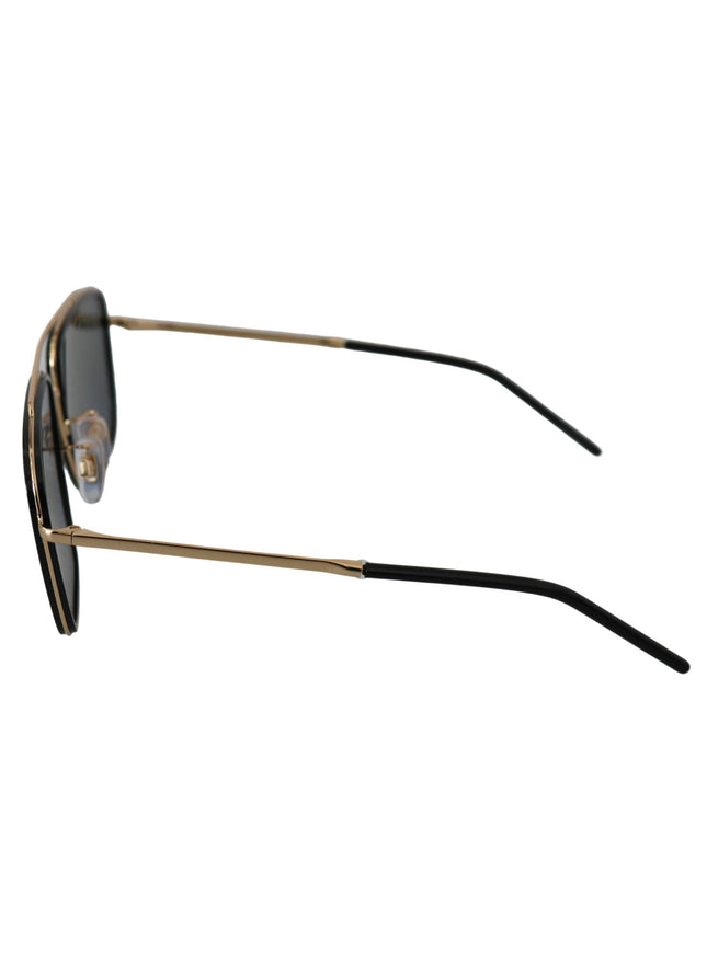 Dolce & Gabbana Black Lens Gold Metal Frame DG2220 Square Sunglasses - Ellie Belle