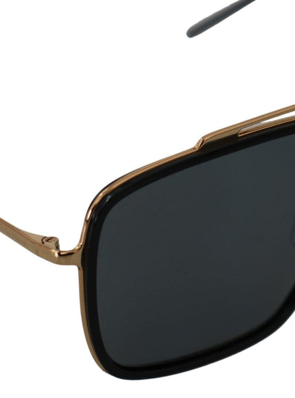 Dolce & Gabbana Black Lens Gold Metal Frame DG2220 Square Sunglasses - Ellie Belle