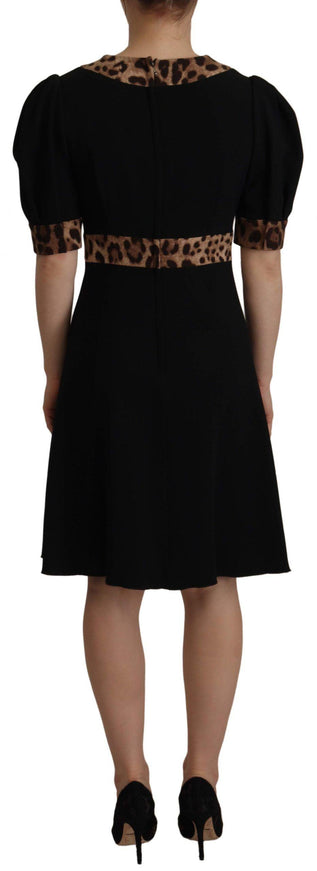 Dolce & Gabbana Black Leopard A-line Knee Length Dress - Ellie Belle