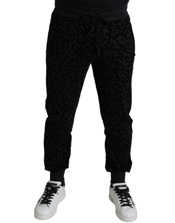 Dolce & Gabbana Black Leopard Cotton Slim Fit Jogger Pants - Ellie Belle