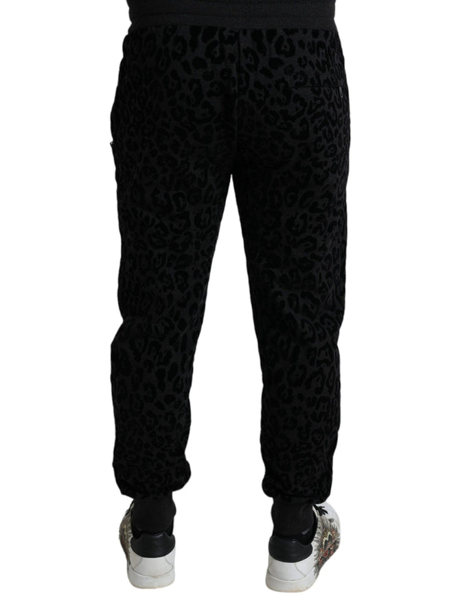 Dolce & Gabbana Black Leopard Cotton Slim Fit Jogger Pants - Ellie Belle