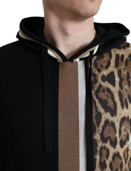 Dolce & Gabbana Black Leopard Hooded Sweatshirt Sweater - Ellie Belle
