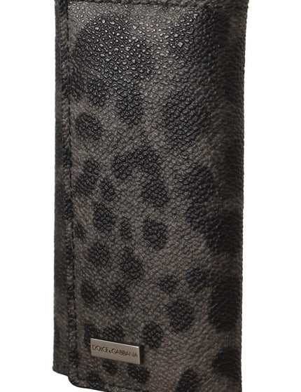 Dolce & Gabbana Black Leopard Keyring Pouch Holder Case Gray - Ellie Belle