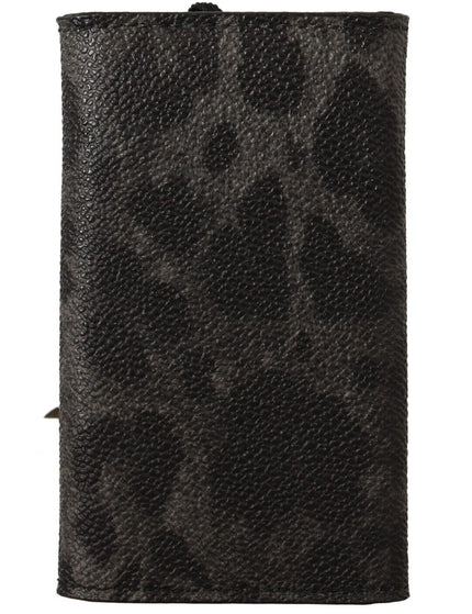 Dolce & Gabbana Black Leopard Keyring Pouch Holder Case Gray - Ellie Belle