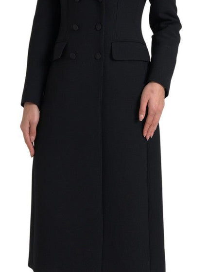 Dolce & Gabbana Black Leopard Long Coat Blazer Jacket - Ellie Belle