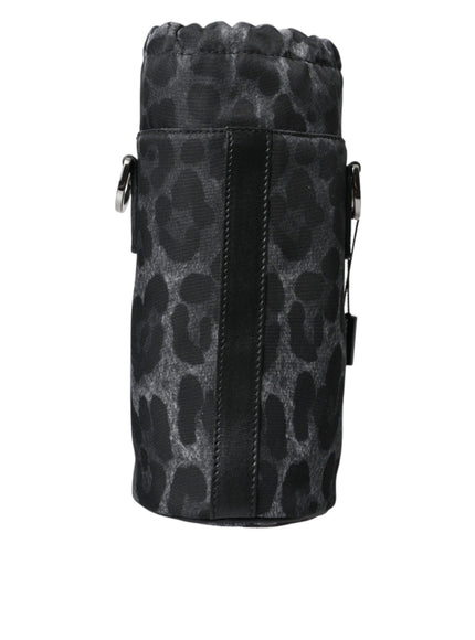 Dolce & Gabbana Black Leopard Round Slim Tote Bottle Cage Bag - Ellie Belle