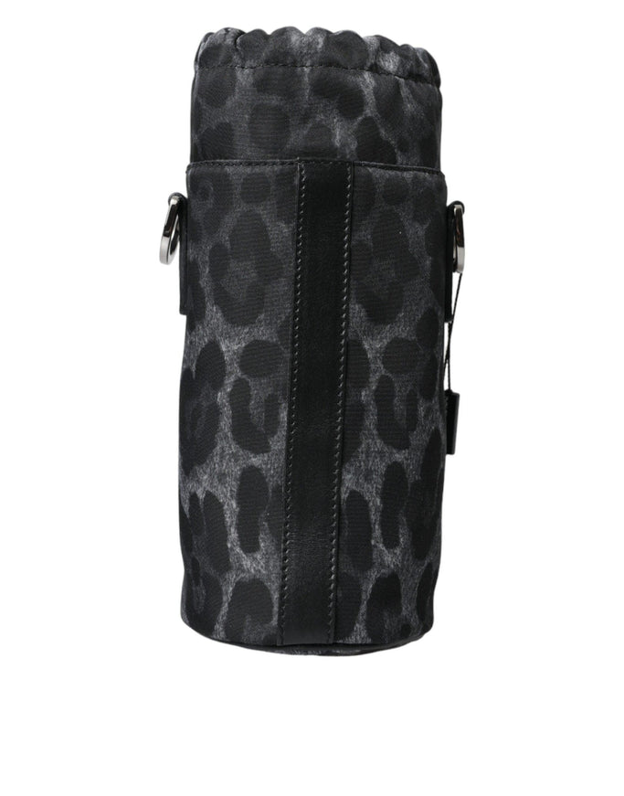 Dolce & Gabbana Black Leopard Round Slim Tote Bottle Cage Bag - Ellie Belle