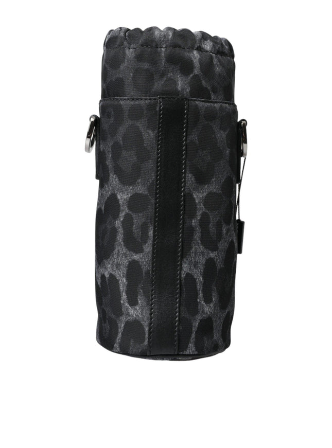Dolce & Gabbana Black Leopard Round Slim Tote Bottle Cage Bag - Ellie Belle