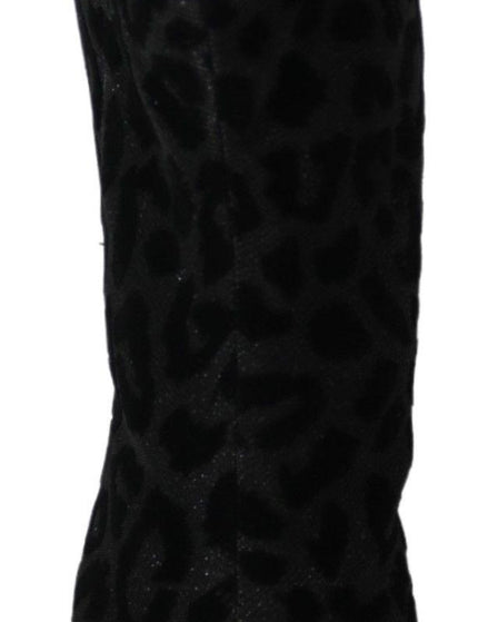 Dolce & Gabbana Black Leopard Short Boots Zipper Shoes - Ellie Belle