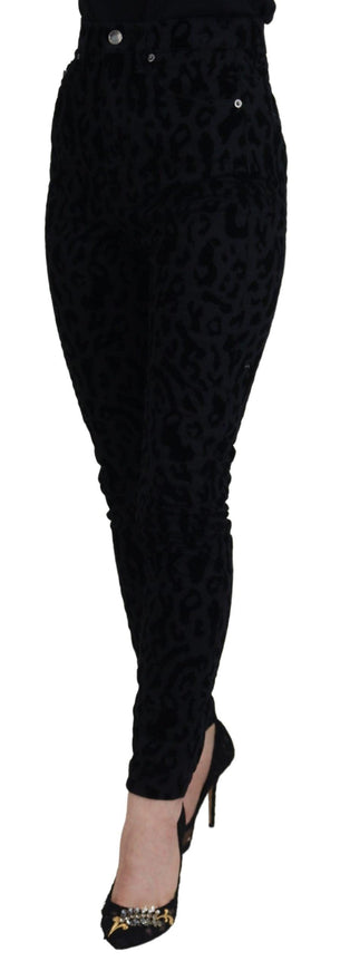 Dolce & Gabbana Black Leopard Skinny Denim Jeans - Ellie Belle