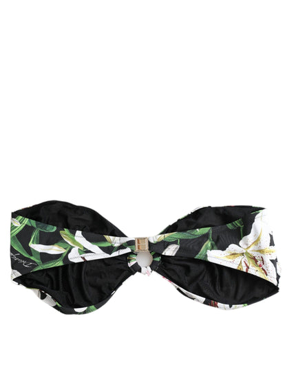 Dolce & Gabbana Black Lily Halter Swimwear Top Beachwear Bikini - Ellie Belle