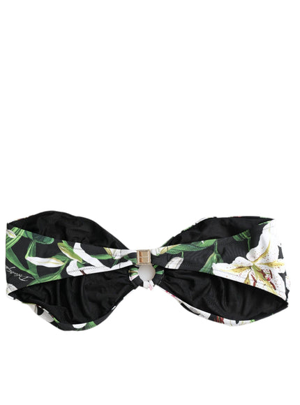 Dolce & Gabbana Black Lily Halter Swimwear Top Beachwear Bikini - Ellie Belle