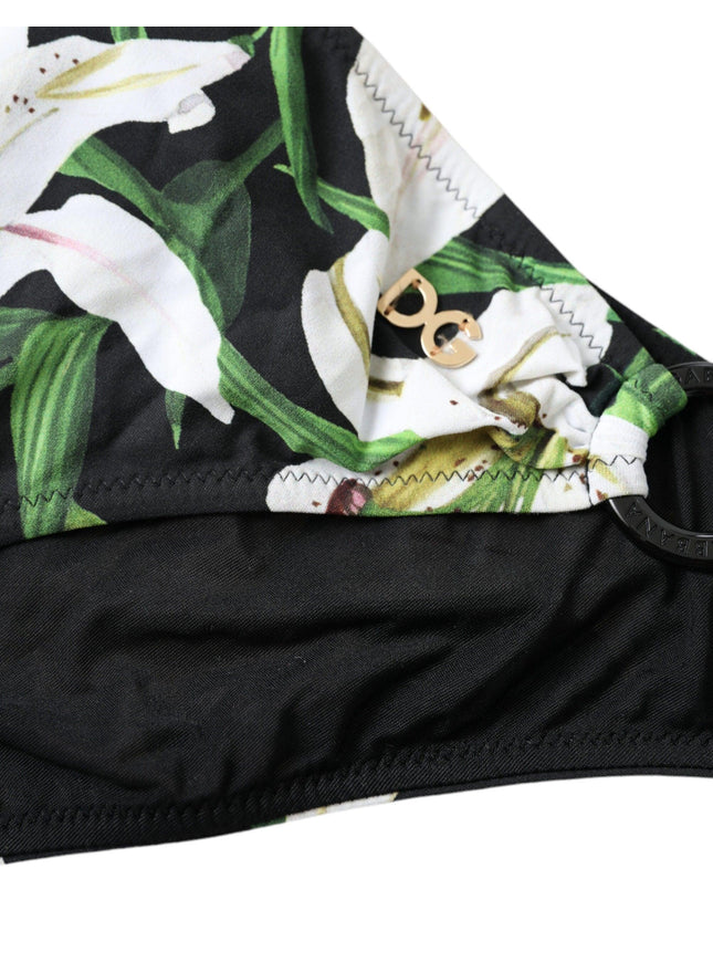 Dolce & Gabbana Black Lily Print Swimwear Bottom Beachwear Bikini - Ellie Belle