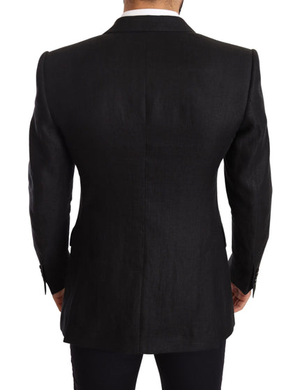 Dolce & Gabbana Black Linen Slim Fit Coat Jacket Blazer - Ellie Belle