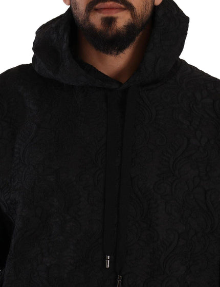 Dolce & Gabbana Black Logo Brocade Hooded Pullover Top Sweater - Ellie Belle
