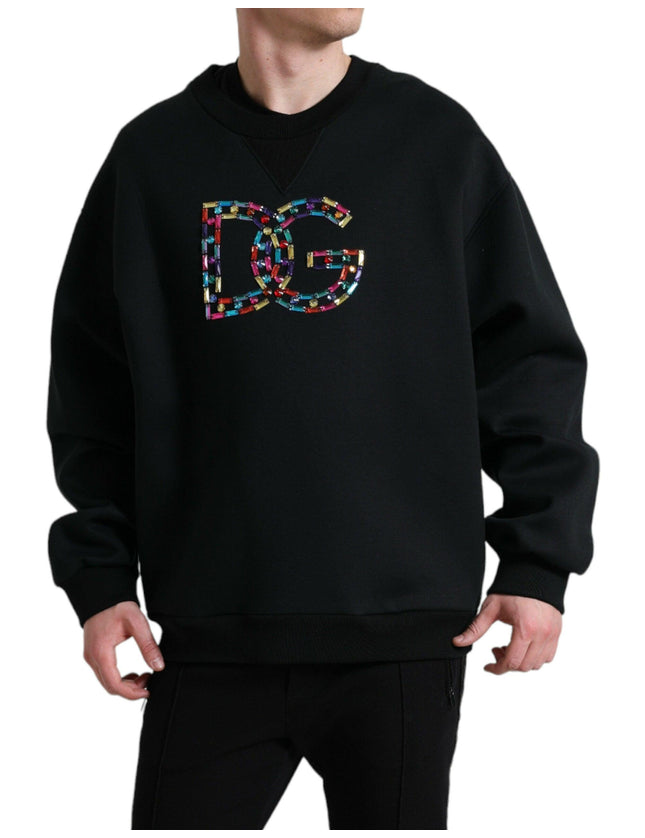 Dolce & Gabbana Black Logo Crystal Pullover Sweater - Ellie Belle