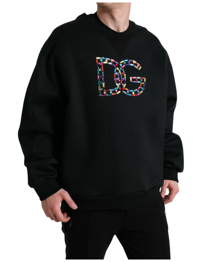 Dolce & Gabbana Black Logo Crystal Pullover Sweater - Ellie Belle