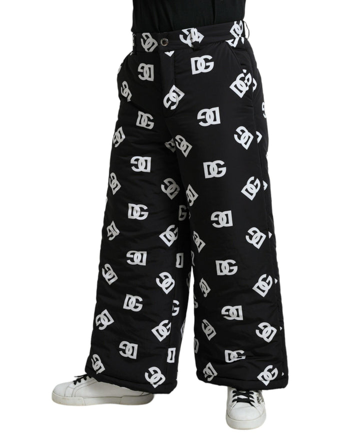 Dolce & Gabbana Black Logo DG Print Wide Leg Pants - Ellie Belle