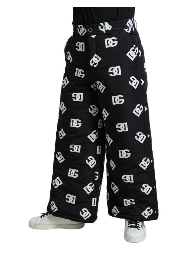 Dolce & Gabbana Black Logo DG Print Wide Leg Pants - Ellie Belle