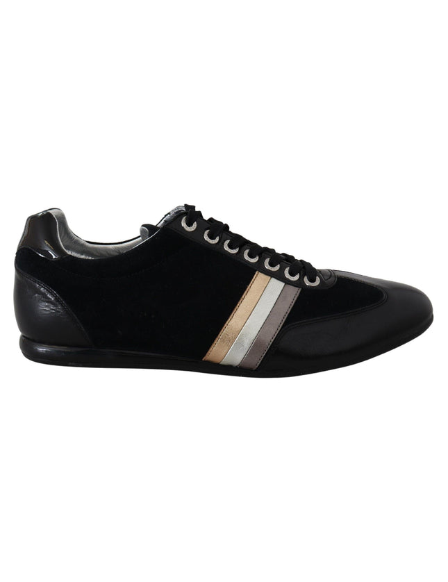 Dolce & Gabbana Black Logo Leather Casual Mens Scarpe Sneakers - Ellie Belle