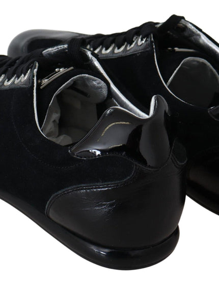 Dolce & Gabbana Black Logo Leather Casual Mens Scarpe Sneakers - Ellie Belle