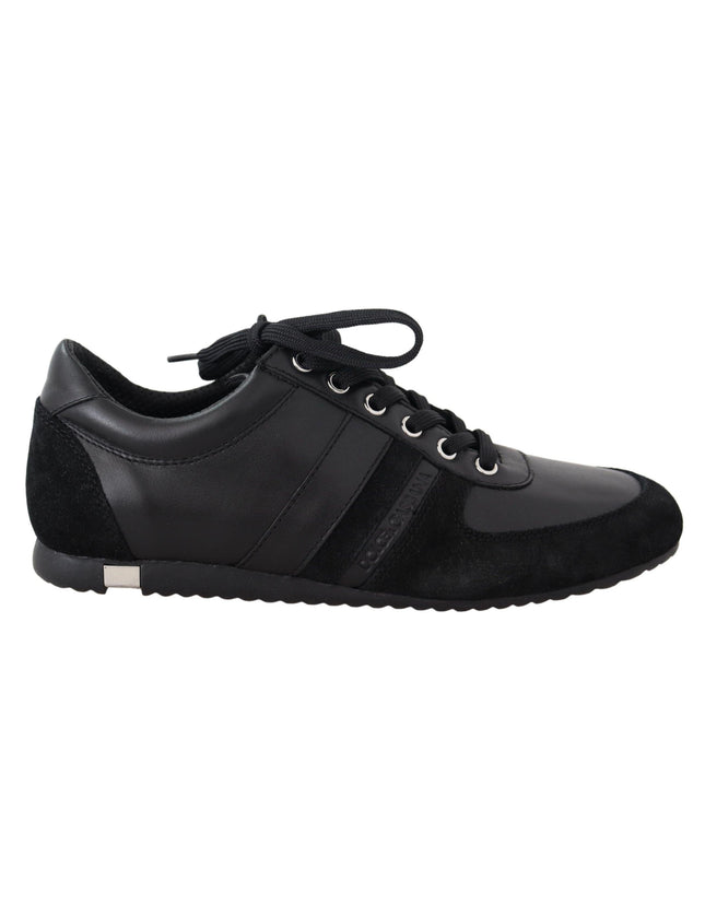Dolce & Gabbana Black Logo Leather Casual Sneakers Shoes - Ellie Belle