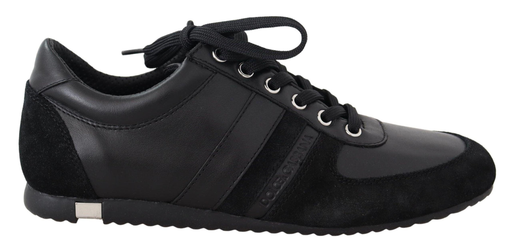 Dolce & Gabbana Black Logo Leather Casual Sneakers Shoes - Ellie Belle